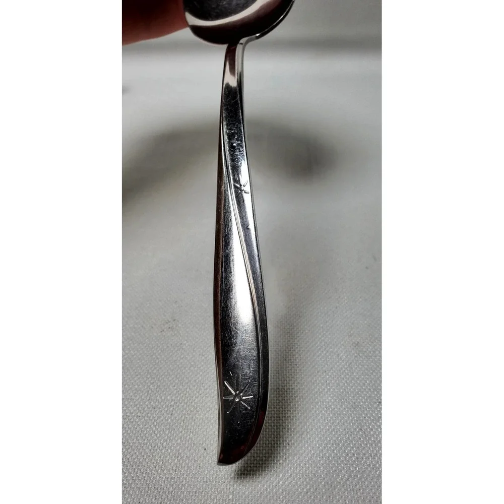 Oneida Community Deluxe Stainless Starburst Atomic MCM Serving Spoon‎ Vintage